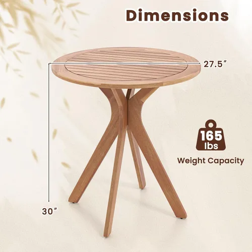 Vista 3 de Tangkula - Mesa bistró de madera de acacia de 27.5 pulgadas, mesa redonda de madera con base en X, mesa de bistró lateral de café para jardín, patio