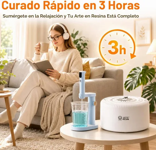 Vista 4 de LET'S RESIN Máquina de curado para resina: secadora automática de 3 horas con bandeja grande, ajuste de un botón, sin deformación, suministros
