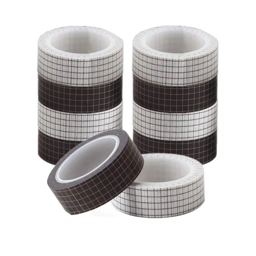 Vista 6 de Juego de 10 rollos de cinta Washi de rejilla negra de 33 pies y 3/5 pulgadas de ancho, cintas adhesivas para manualidades, planificadores de álbumes