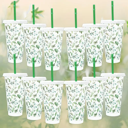 Vista 17 de JarThenaAMCS 12 piezas de vasos de plástico patrióticos con tapa con pajita 4 de julio, vaso para bebidas frías con bandera americana roja, azul