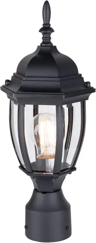 Vista 9 de LIT-PaTH Farol de poste de iluminación para exteriores, base mediana E26 máx. 60 W, carcasa de aluminio más vidrio, acabado blanco mate, paquete de 1