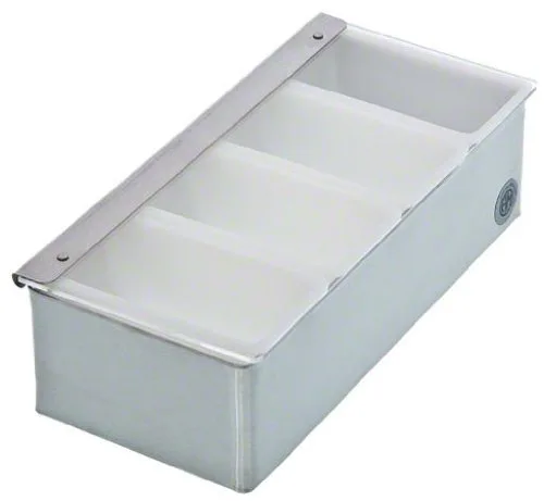 Vista 4 de American Metalcraft Soporte para condimentos CD4 sin enfriar con 4 compartimentos, color plateado
