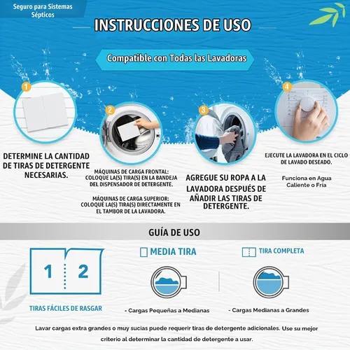 Vista 5 de Hojas de Detergente para la Ropa Ecológicas - 80 Cargas, Hoja de Lavadora Sin Líquido con Aroma Fresco, Tira de Lavandería para Viajes sin Residuos