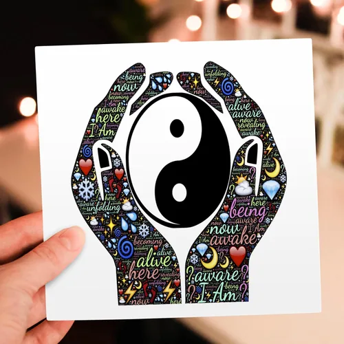 Vista 7 de 3dRose Manos ahuecadas motivacionales, letrero de Yin y Yang, tarjetas de felicitación, 6 x 6 pulgadas, juego de 6 (gc_214650_1)