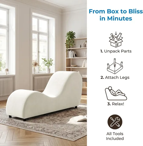 Vista 5 de Mjkone Velvet Yoga Chair, Yoga Chaise Lounge Chair for Indoor, Modern Curved Chaise for Stretching Exercising Relaxation, Curved Sofa for Living