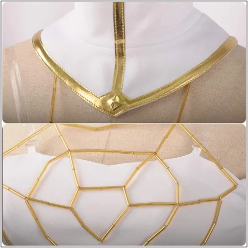 Vista 6 de Yejue Overlord Albedo - Disfraz de cosplay con capas ahuecadas, color blanco