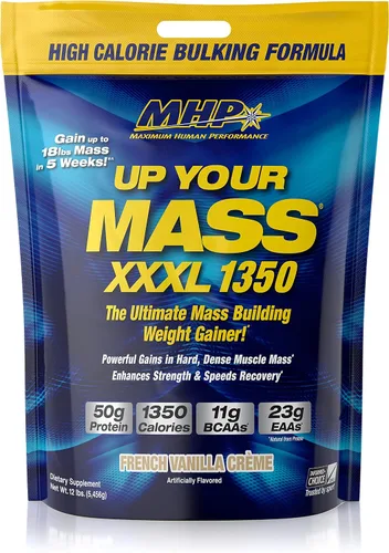 Vista 4 de Maximum Human Performance MHP UYM XXXL 1350 Ganador de Peso para Construcción de Masa Muscular, con 50g de Proteína, Altas Calorías, 11g de BCAAs
