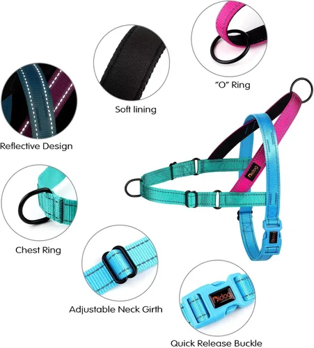 Vista 2 de Arnés para perros sin tirones con asa acolchada suave, arnés de chaleco ajustable y ligero de ajuste rápido, fácil para entrenamiento y paseo