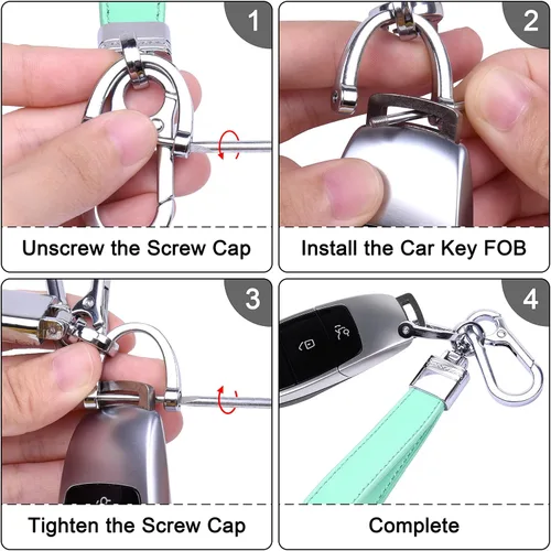 Vista 7 de Wisdompro Llavero de cuero genuino para automóvil, llavero universal de cuero resistente Key FOB, llaveros para mujeres para llaves de automóvil