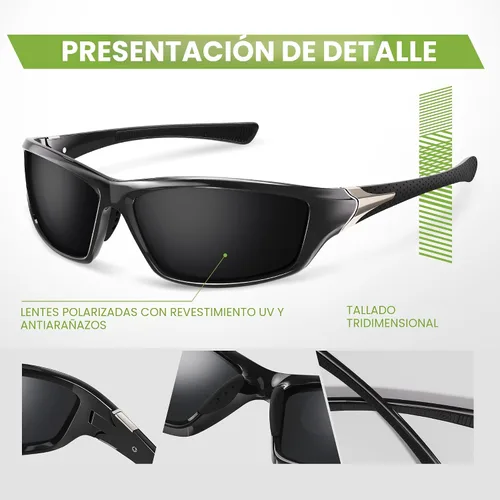 Vista 4 de Paquete de 3 lentes de sol deportivos polarizados para hombres, gafas de sol masculinas envolventes con protección UV para ciclismo, pesca