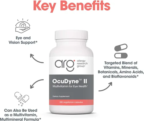 Vista 4 de Allergy Research Group ARG OcuDyne II Suplemento de salud ocular - Vitaminas de apoyo para la visión con luteína, zeaxantina y antioxidantes