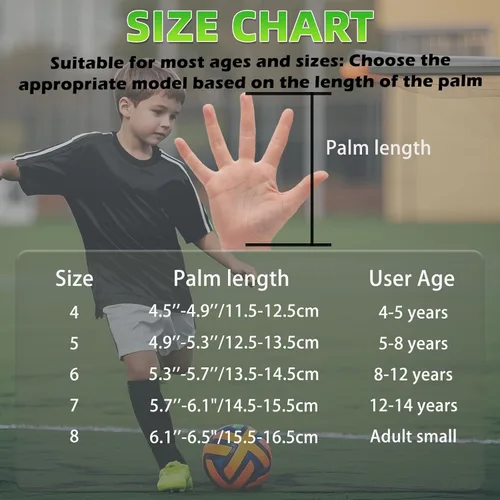 Vista 41 de Guantes de portero de fútbol para jóvenes y niños, guantes de portero con palmas de súper agarre, guantes de fútbol antideslizantes, protección