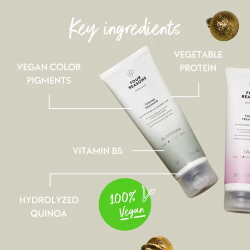 Vista 5 de FOUR REASONS Champú de depósito de color para cabello teñido – rubio platinado/gris, tóner de cabello gris sin sulfato, 8.45 onzas líquidas
