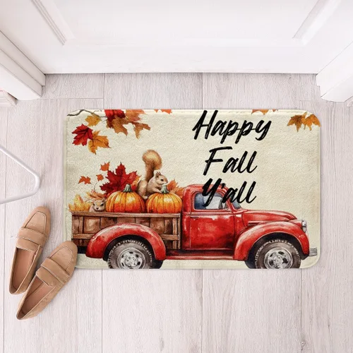 Vista 35 de Erosebridal Thanksgiving Turkey Bathroom Rugs - Fall Leaves Pumpkin Bath Mat for Kids Adults, Vintage Autumn Harvest Door Mat 16 x 24 Inch Rustic