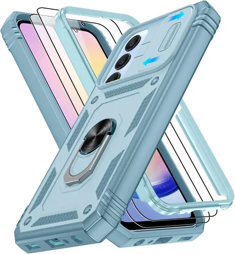Vista 249 de Gritup Funda para Google Pixel 6 con cubierta deslizante para cámara y protector de pantalla (2 unidades), soporte de anillo giratorio 360°, funda