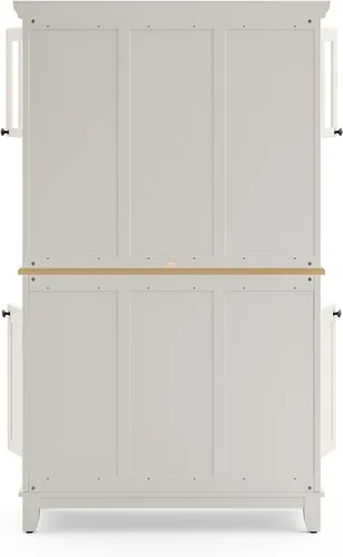 Vista 20 de Homestyles Buffet de Buffets Servidor Blanco Roto con Hutch y Tapa de Madera Natural