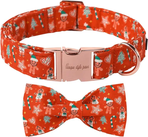 Vista 18 de Unique style paws - Collar de otoño para perros con lazo, collar para cachorros, regalo para mascotas, collar ajustable para perro, collares