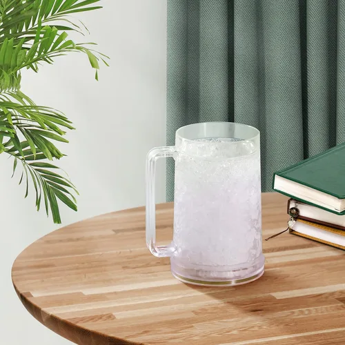 Vista 4 de Vasos para beber, tazas de cerveza de gel de doble pared, tazas de hielo para congelador, 16 onzas, taza de cerveza de plástico de enfriamiento