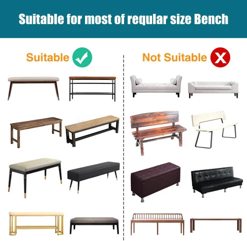 Vista 5 de Tookie Funda de cuero sintético suave y elástica para banco de comedor, impermeable, elástica, extraíble, para cocina, comedor, protector de asiento