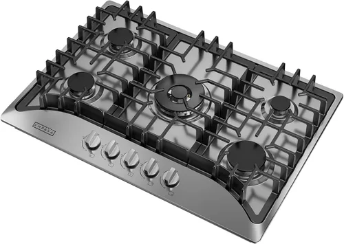 Vista 9 de Empava Placa de cocina de gas empotrada de 24 pulgadas con 4 quemadores SABAF sellados, superficie de vidrio templado, convertible a GLP/GN