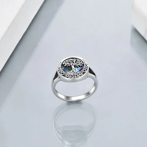 Vista 4 de ONEFINITY Anillos de árbol de la vida de plata de ley con nudo celta árbol de la vida regalos de joyería para mujeres