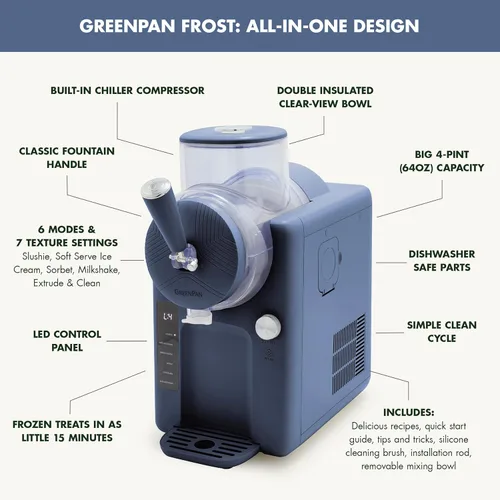 Vista 11 de GreenPan Frost, máquina para hacer helados y máquina para hacer slushies, helado suave, sorbete, margaritas, batidos, yogur helado, sin necesidad