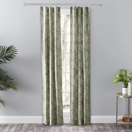 Vista 6 de Ellis Curtain Lexington Leaf Tailored Swags, Azul 56"x36