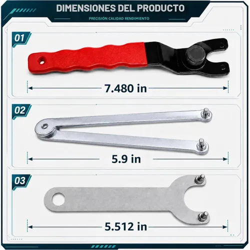 Vista 2 de Juego de tuercas y llaves para amoladora angular, 11 piezas, juego