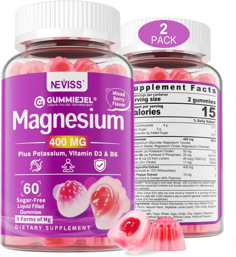 Vista 9 de Gomas de magnesio 400mg Complejo de magnesio 5 en 1 para mujeres y hombres: glicinato de magnesio, citrato, malato, cloruro y taurato