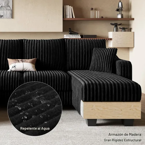 Vista 7 de Belffin - Sofá seccional convertible con chaise, sofá seccional en forma de L, sofá reversible de esquina tapizado para sala de estar, de corduroy