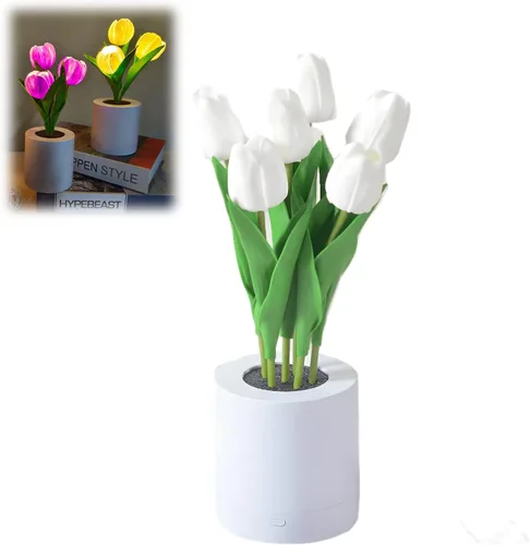 Vista 10 de Lámpara de girasol, girasol artificial en maceta con luces LED, luz nocturna LED USB, lámpara de mesa, mesita de noche, dormitorio, luz decorativa
