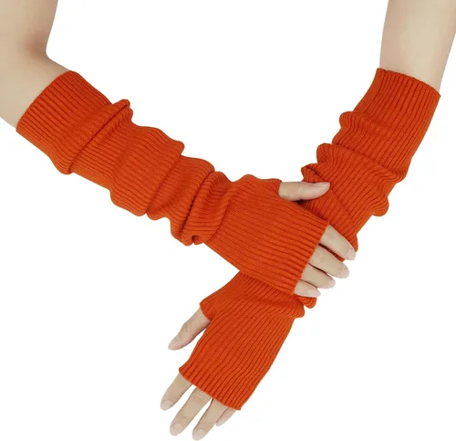 Vista 9 de Guantes cálidos de cachemira de brazo largo para mujer, guantes de invierno acogedores sin dedos, calentadores de brazos suaves, gran regalo