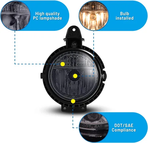 Vista 4 de Faros antiniebla compatibles con Mini Cooper 2007-2015 Conductor Pasajero Lámparas de Repuesto Asamblea Humo