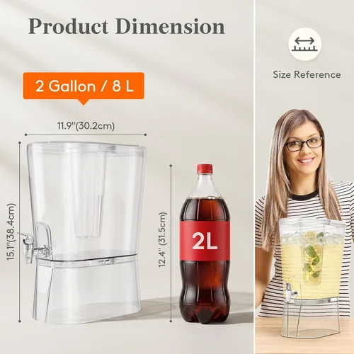 Vista 2 de Lifewit Dispensador de bebidas de 2 galones con espita a prueba de fugas e