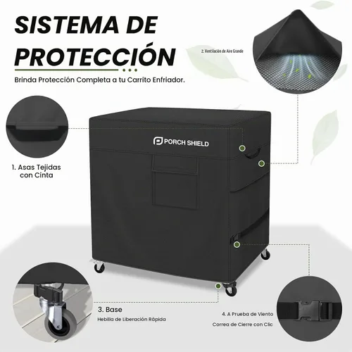 Vista 3 de Porch Shield Cubierta para carrito de patio con ruedas 40 pulgadas de largo Negro