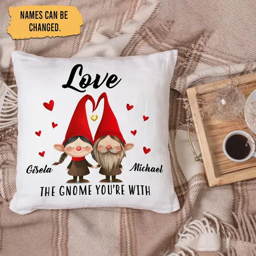 Vista 2 de Hyturtle Almohada personalizada de gnomo para pareja (inserto incluido), regalo para esposa, marido, aniversario, boda, cumpleaños, despedida