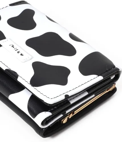 Vista 4 de Sunwel Fashion Cartera pequeña con estampado de vaca para niñas, con bolsillo para efectivo, tarjetero para tarjetas de identificación, con ventana