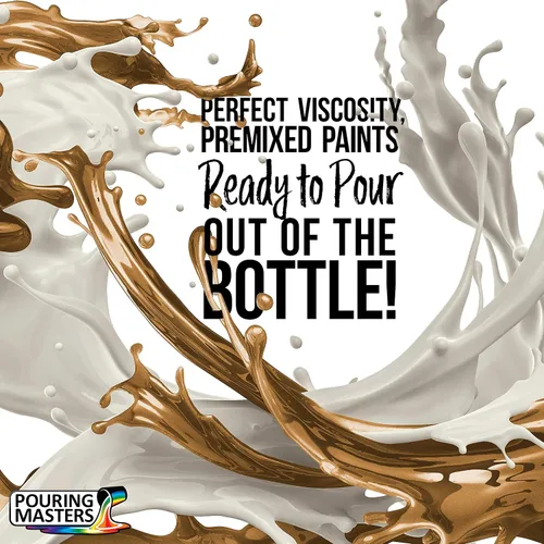 Vista 2 de Pouring Masters - Pintura acrílica premezclada de 8 onzas líquidas listas para verter, oro de 24 quilates, suministros de arte fluido para lienzo
