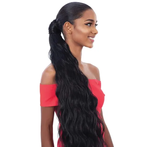 Vista 2 de Organique Mastermix Cola de caballo sintética Pony Pro Wrap Around – Body Wave 32 pulgadas (color: P4/30)
