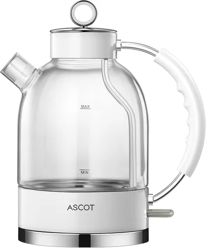 Vista 10 de ASCOT Hervidor eléctrico, hervidor de té eléctrico de vidrio para hombres/mujeres/familia, 1.5 L, 1500 W, calentador de té de vidrio