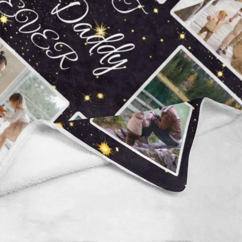 Vista 4 de Manta personalizable con texto en inglés «Best Daddy Ever», regalo para el Día del Padre, mantas personalizadas con fotos personalizadas, regalo