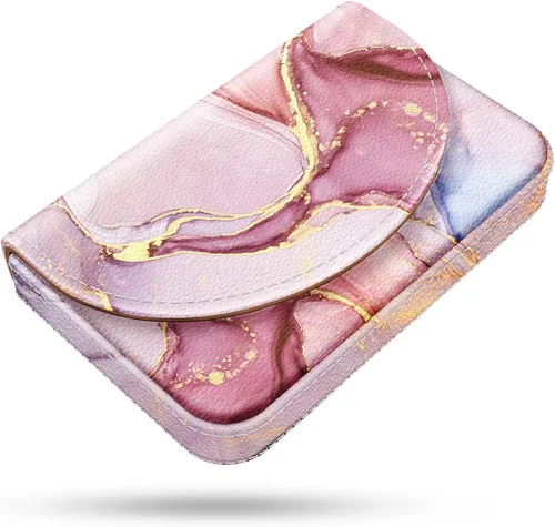 Vista 19 de Tarjetero, Estuche para Tarjetas de Visita de Cuero PU con Impresión de Color y Patrón, Porta Tarjetas con Billetera, Bolsillos Magnéticos
