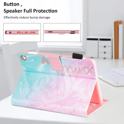 Vista 3 de Dteck Funda para tablet Fire HD 8 y Fire HD 8 Plus, (pantalla HD de 8 pulgadas, 10ª generación) – Funda protectora de cuero con tapa plegable