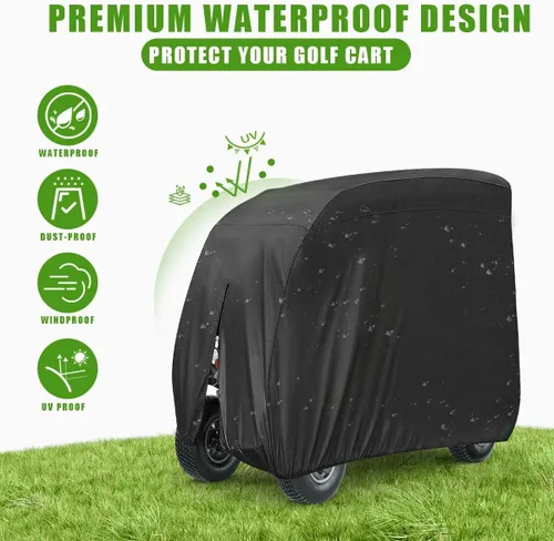 Vista 5 de KISEER Funda impermeable para carrito de golf 420D para 4 pasajeros para EZ GO Club Car Yamaha, a prueba de sol y polvo