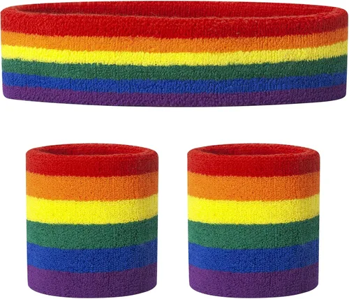 Vista 163 de ONUPGO - Conjunto de diadema y muñequeras deportivas para el sudor, hechas de algodón con bucles, muñequeras, contra humedad
