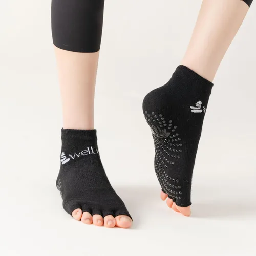 Vista 2 de Wellrox Toeless Yoga Socks, Yoga Socks with Grips for Women, Toeless Socks, Open Toe Socks Women, Pilates Toe Socks