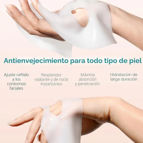 Vista 6 de Ebanel Mascarilla Facial de Bio Colágeno, Paquete de 4 Mascarillas Faciales Hidratantes con 7 Péptidos, Ácido Hialurónico, Niacinamida, Centella