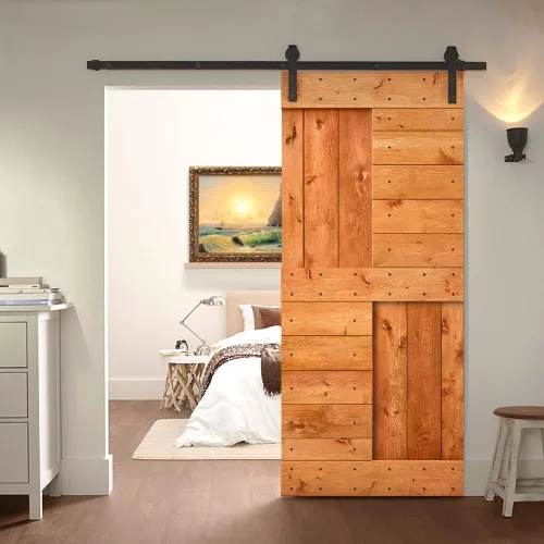 Vista 38 de TMS Serie N - Puerta corrediza interior de madera de pino anudada con kit de herrajes deslizantes (32 x 84 pulgadas, blanco)