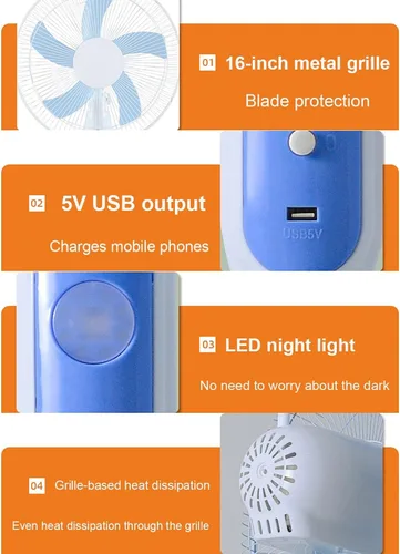 Vista 3 de Ventilador de pedestal accionado solar de 16 pulgadas,Motor DC sin Blanco