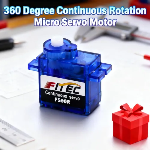Vista 7 de FEETECH FS90R 360 grados rotación continua micro servo motor 0.32 oz para RC helicóptero avión coche barco robot controles 4.8V-6V
